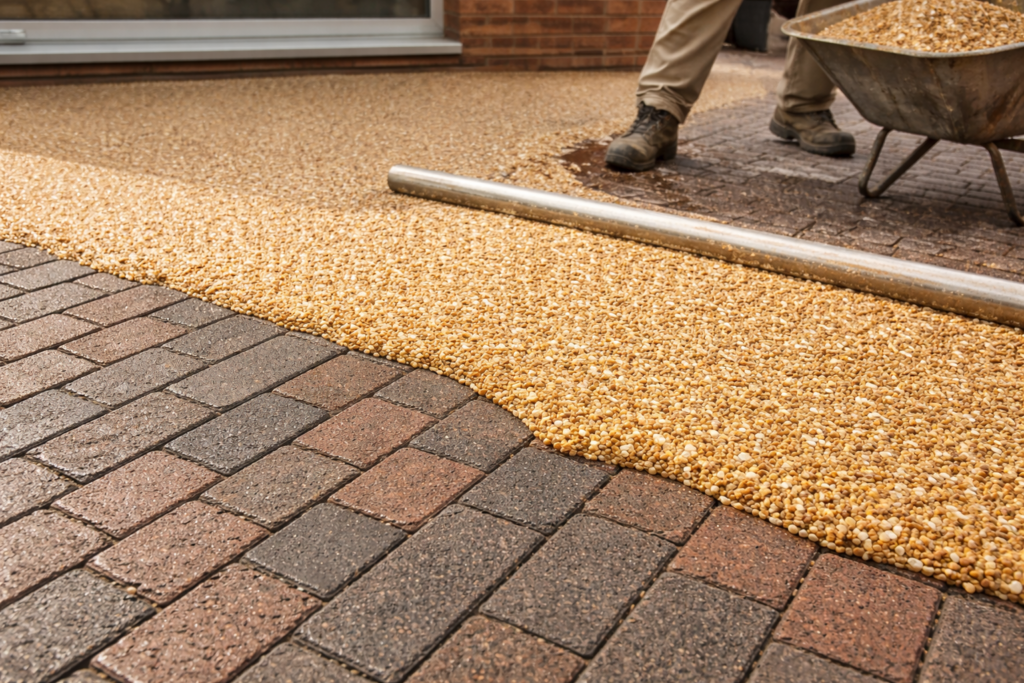 Resin Bound layed over block paving kola construction