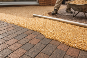 Resin Bound layed over block paving kola construction
